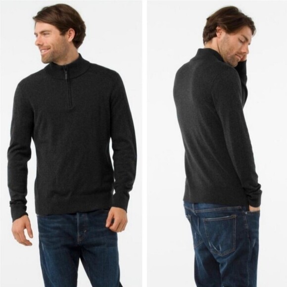 Smartwool Charcoal Gray Sparwood Half Zip Merino Wool Blend Sweater S - Picture 2 of 6
